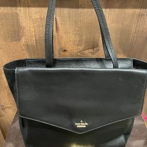 Kate Spade Black Pebbled Leather and Suede Shoulder Bag